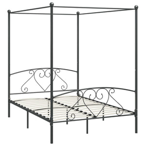 Himmelbett-Gestell Grau Metall 160 x 200 cm