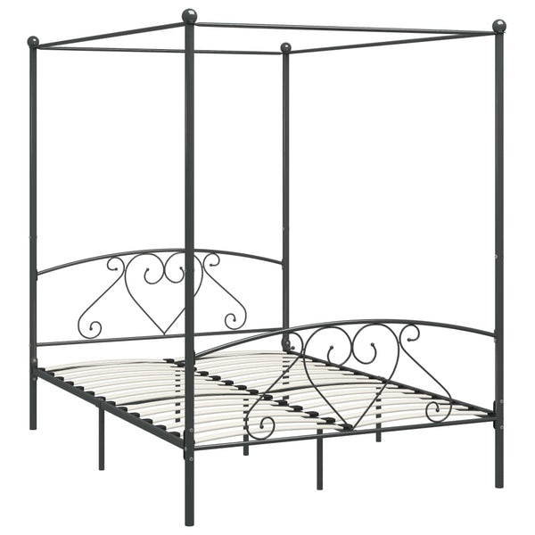 Himmelbett-Gestell Grau Metall 160 x 200 cm