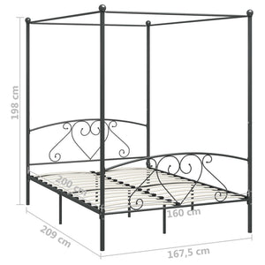 Himmelbett-Gestell Grau Metall 160 x 200 cm