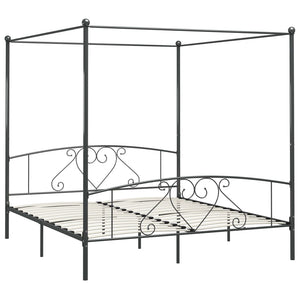 vidaXL Canopy Bed Frame Grey Metal 180 x 200 cm