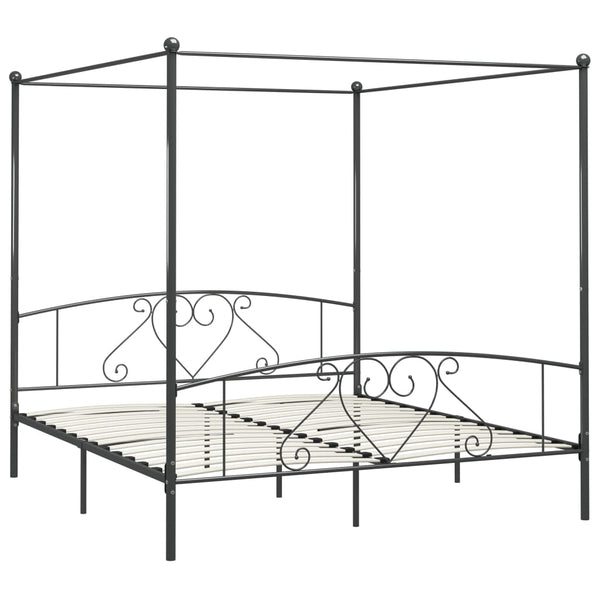 Cadre de lit à baldaquin vidaXL gris métal 200 x 200 cm
