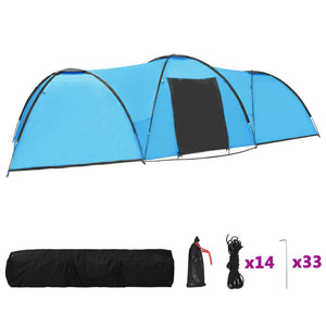 8-Personen Campingzelt Blau 650x240x190cm
