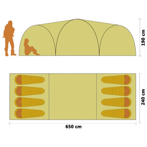 8-Personen Campingzelt Blau 650x240x190cm