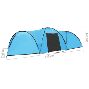 8-Personen Campingzelt Blau 650x240x190cm