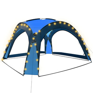 Blaues Partyzelt mit LED & Moskitonetz 3,6x3,6m