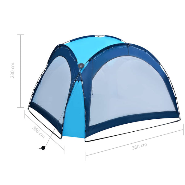 Blaues Partyzelt mit LED & Moskitonetz 3,6x3,6m