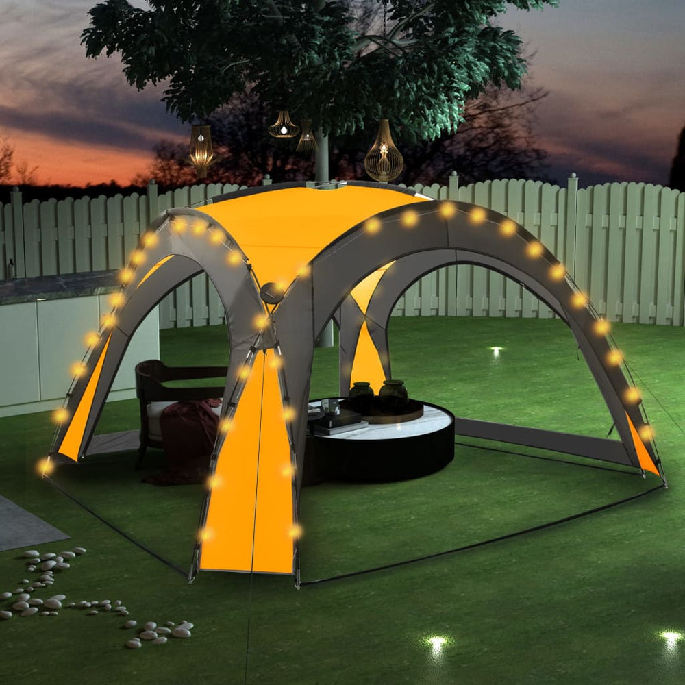 Gelbes LED Partyzelt 3,6x3,6m mit 4 Seitenwänden