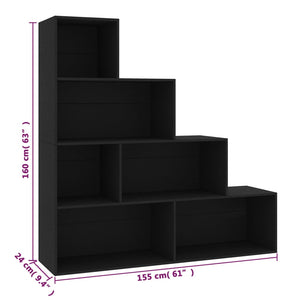 Schwarzes Bücherregal Raumteiler 155x160 cm