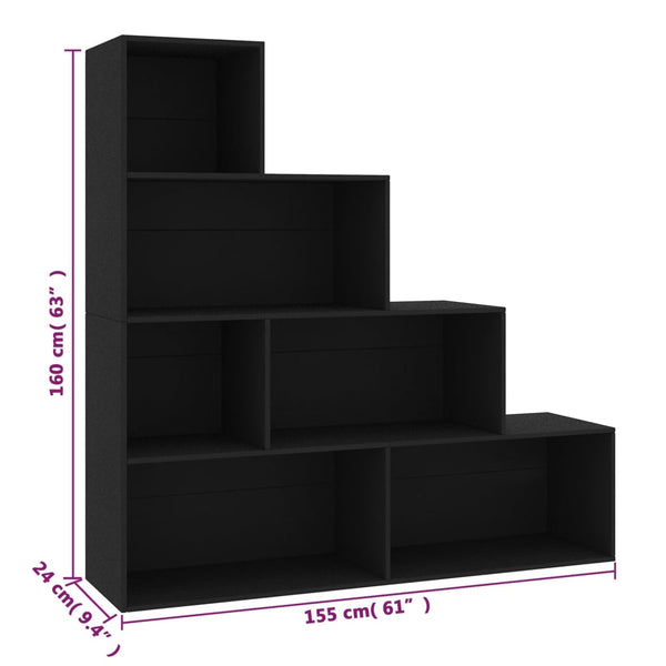 Schwarzes Bücherregal Raumteiler 155x160 cm