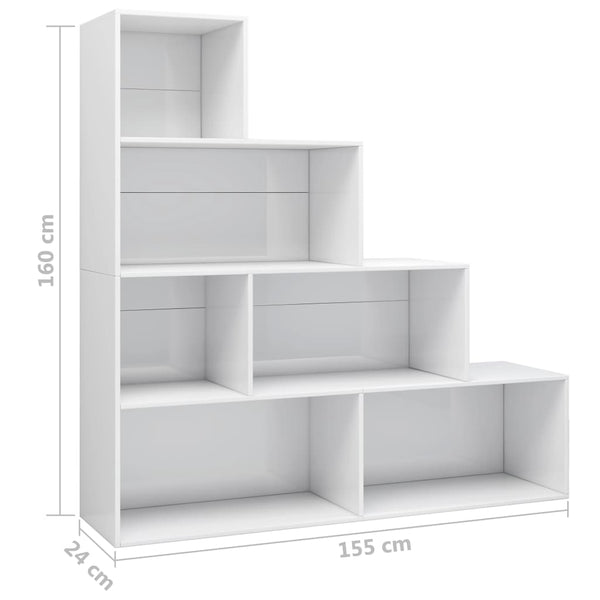 Hochglanz Bücherregal Raumteiler Weiß 155x160 cm