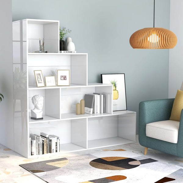 Hochglanz Bücherregal Raumteiler Weiß 155x160 cm