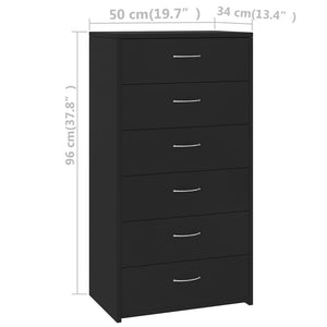 Schwarzes Sideboard mit 6 Schubladen