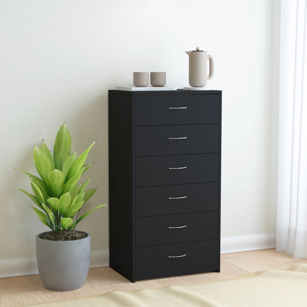 Schwarzes Sideboard mit 6 Schubladen