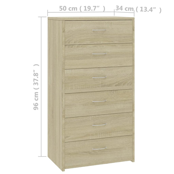 Sideboard Sonoma-Eiche mit 6 Schubladen