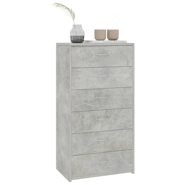 Betongraues Sideboard mit 6 Schubladen