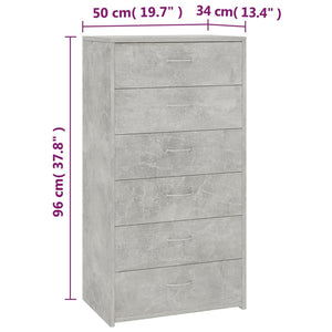 Betongraues Sideboard mit 6 Schubladen
