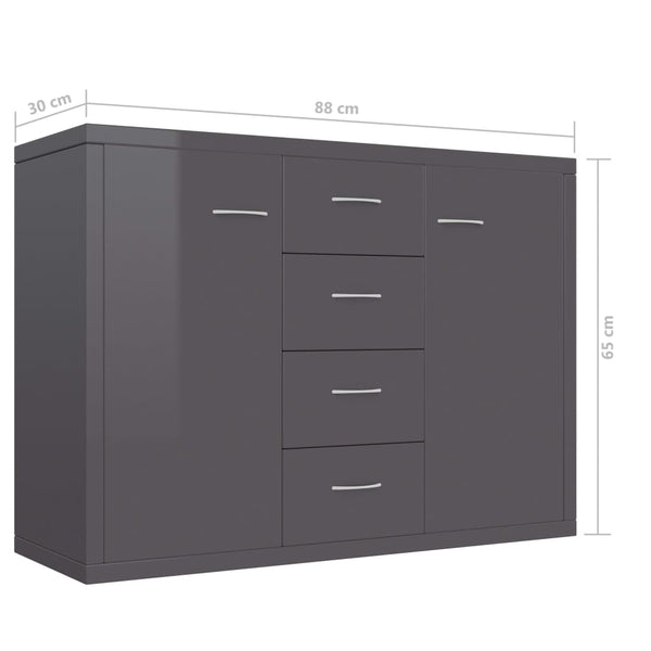 Hochglanz Grau Sideboard 88x30x65cm