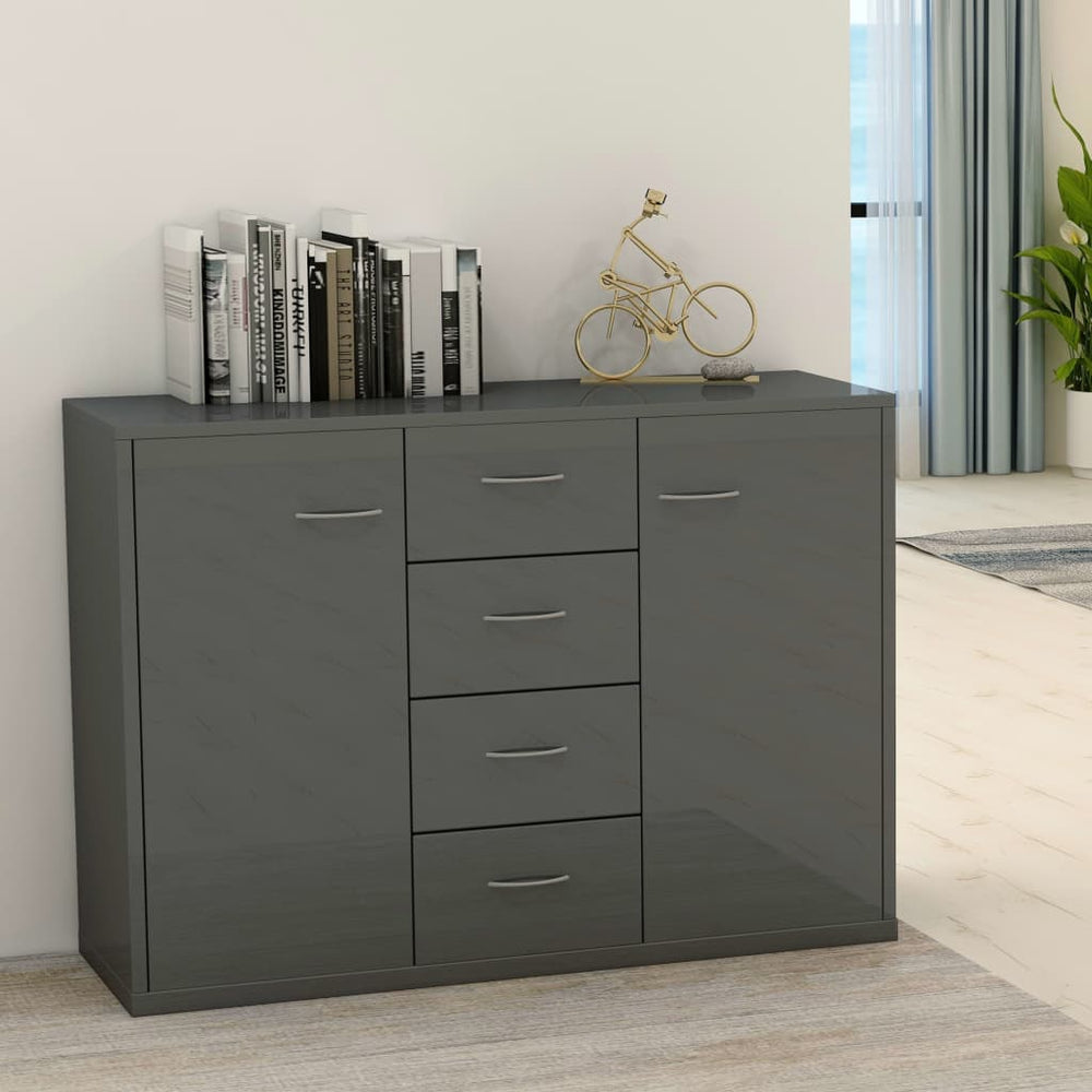Hochglanz Grau Sideboard 88x30x65cm