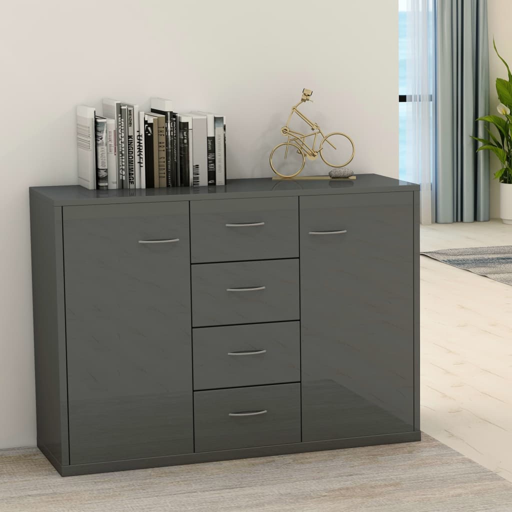 Hochglanz Grau Sideboard 88x30x65cm