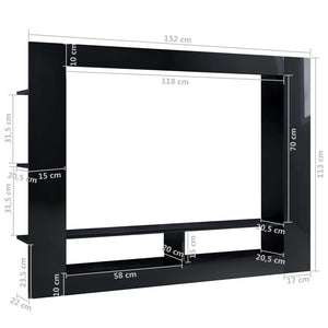 TV-Schrank Hochglanz Schwarz 152 cm