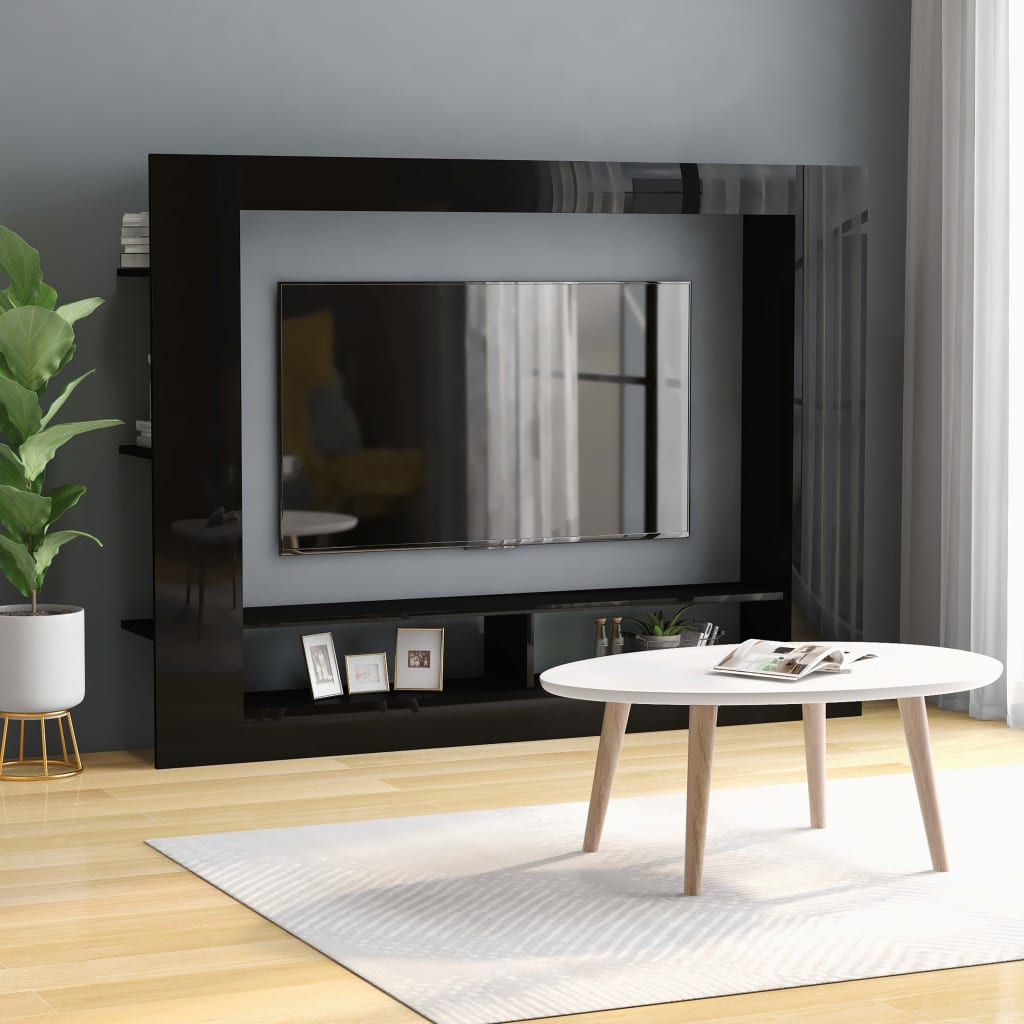 TV-Schrank Hochglanz Schwarz 152 cm