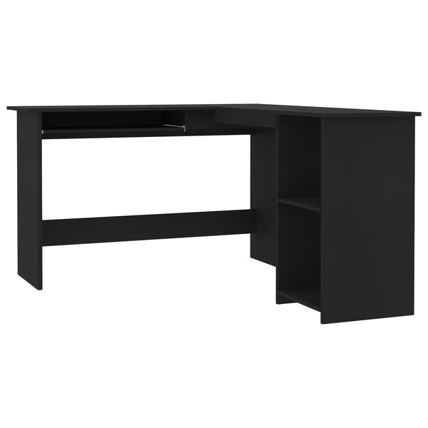 Schwarzer L-Form Eckschreibtisch 120x140 cm