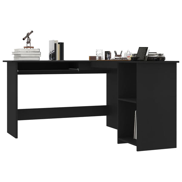 Schwarzer L-Form Eckschreibtisch 120x140 cm