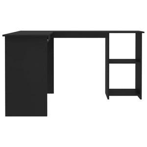 Schwarzer L-Form Eckschreibtisch 120x140 cm