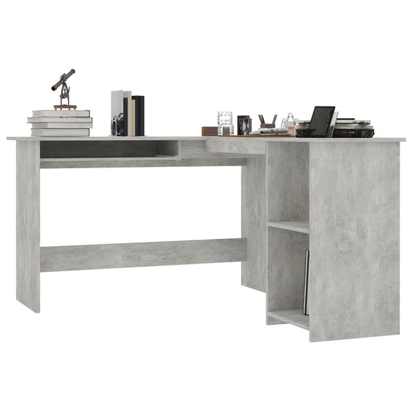 L-Form Eckschreibtisch Betongrau 120x140 cm