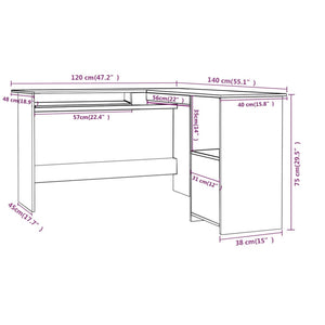 L-Form Eckschreibtisch Betongrau 120x140 cm