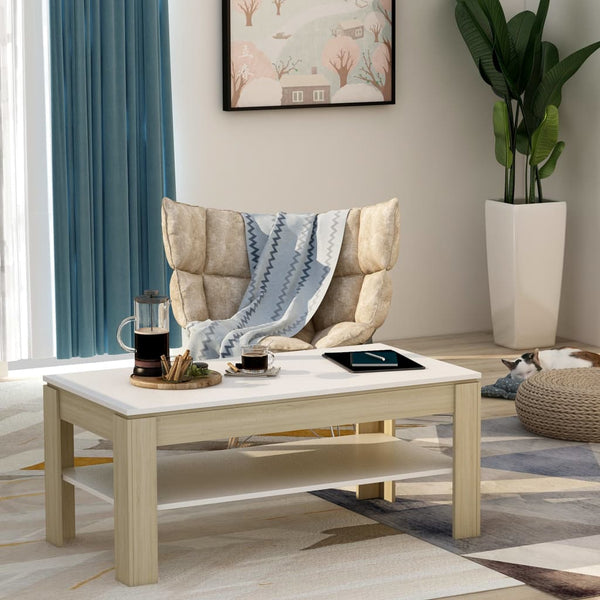 Couchtisch Weiß Sonoma-Eiche 110x60 cm