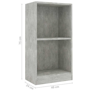 Betongraues Bücherregal, 40x24x75 cm