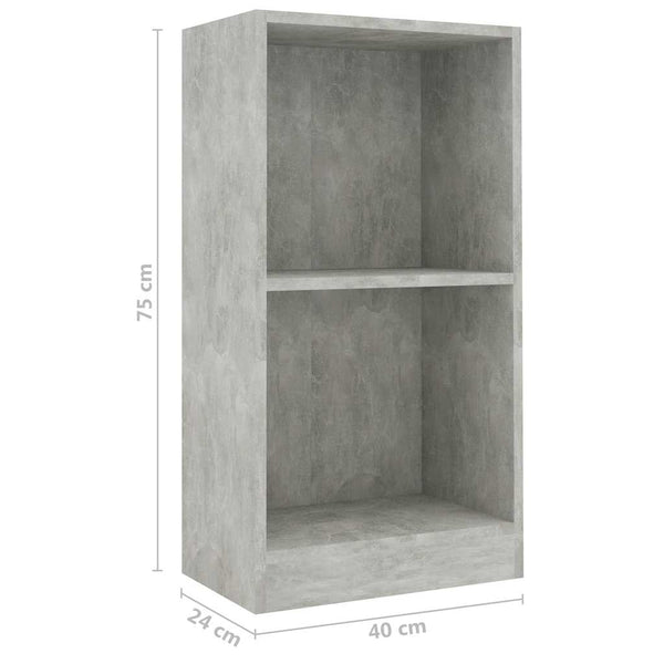 Betongraues Bücherregal, 40x24x75 cm