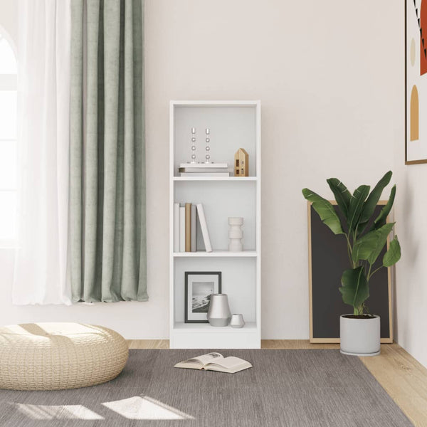 Bücherregal Weiß, 3 Fächer, 40x109 cm