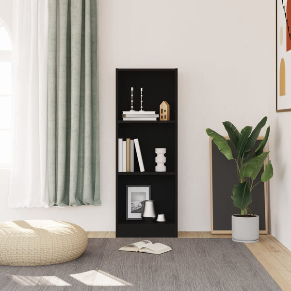 Schwarzes Bücherregal mit 3 Fächern