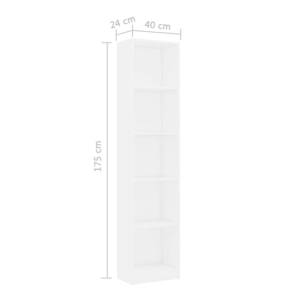 Weißes Bücherregal mit 5 Fächern