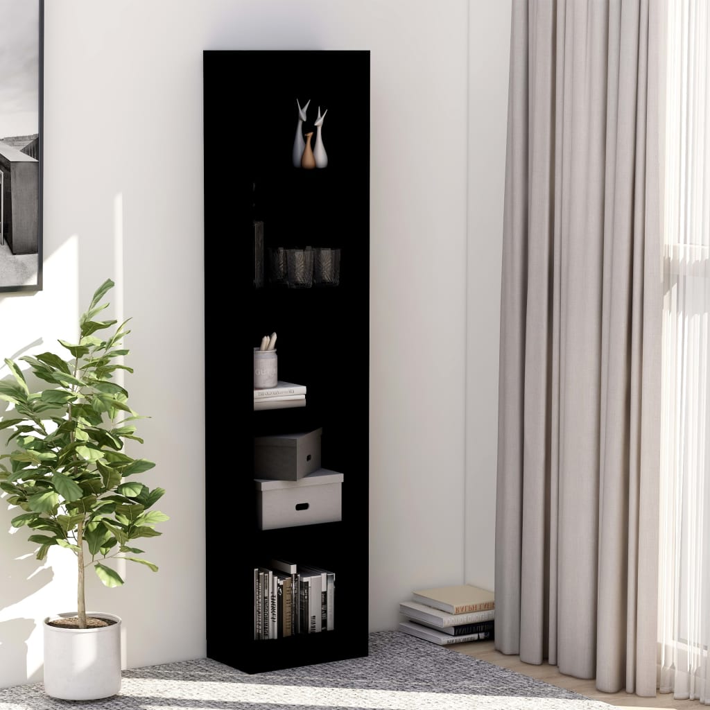 Schwarzes Bücherregal mit 5 Fächern