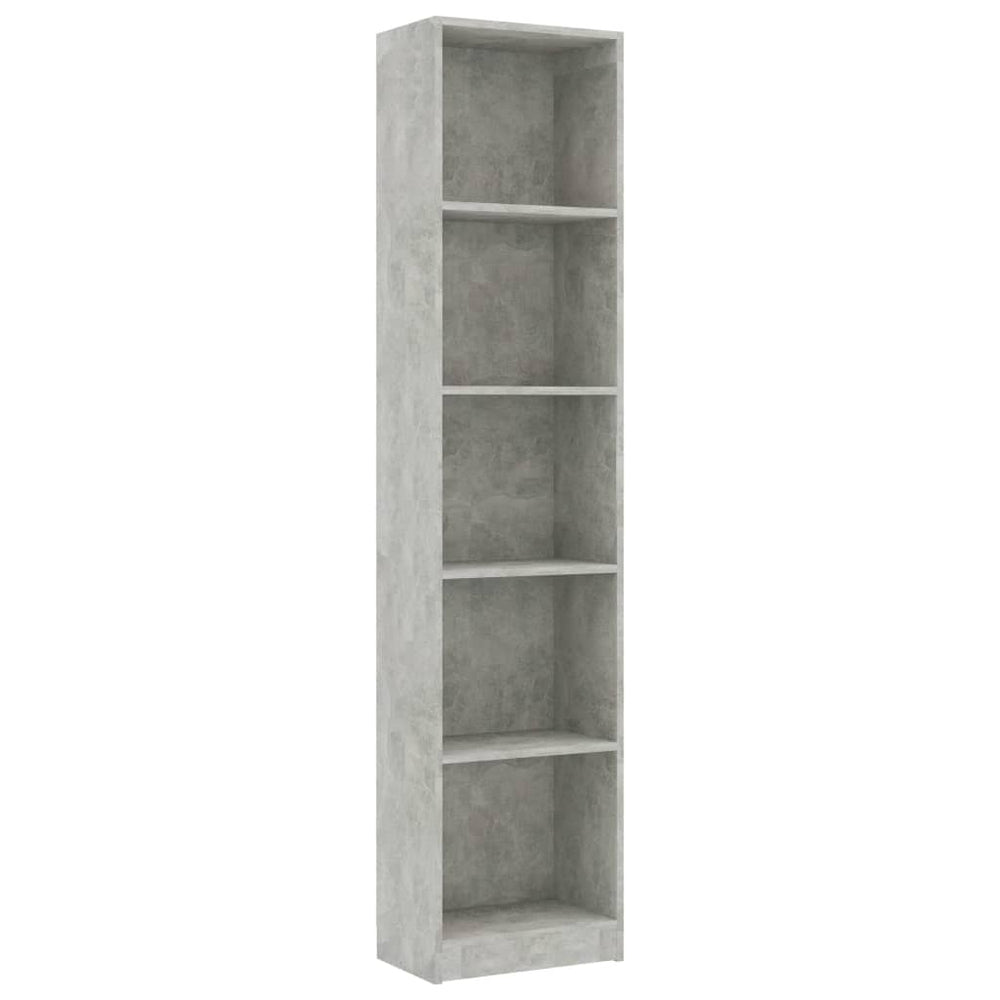 Betongraues Bücherregal mit 5 Fächern