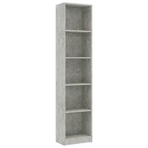 Betongraues Bücherregal mit 5 Fächern