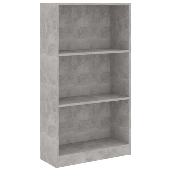 vidaXL Bibliothèque 3 compartiments gris béton 60x24x109 cm Bois d'ingénierie