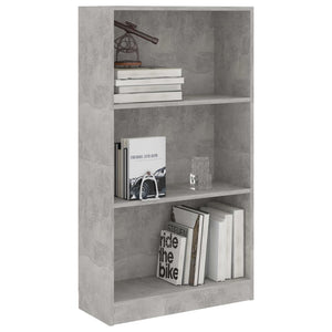 vidaXL Bibliothèque 3 compartiments gris béton 60x24x109 cm Bois d'ingénierie