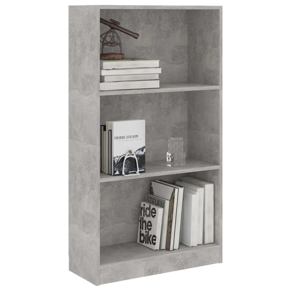 vidaXL Bibliothèque 3 compartiments gris béton 60x24x109 cm Bois d'ingénierie