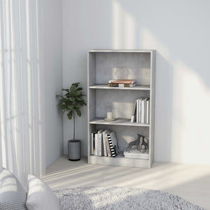 vidaXL Bibliothèque 3 compartiments gris béton 60x24x109 cm Bois d'ingénierie