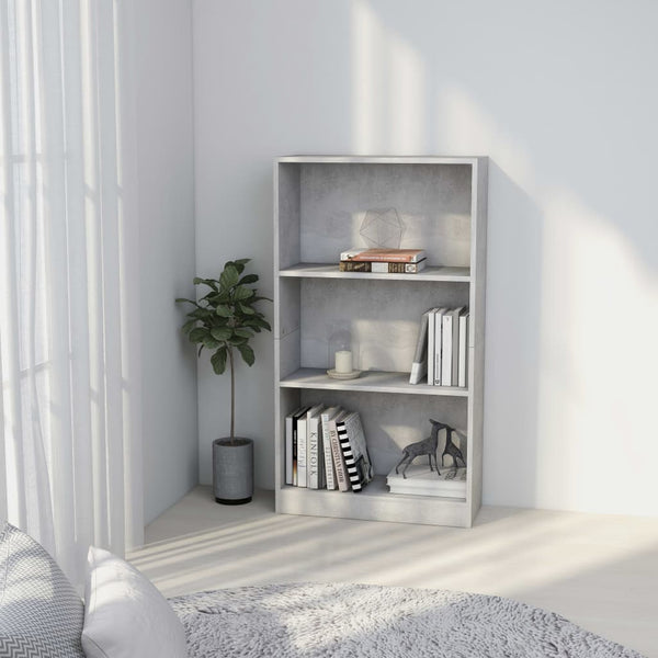vidaXL Bibliothèque 3 compartiments gris béton 60x24x109 cm Bois d'ingénierie