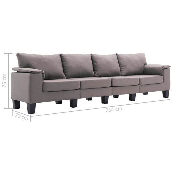 Sofa Taupe 4-Sitzer Stoff