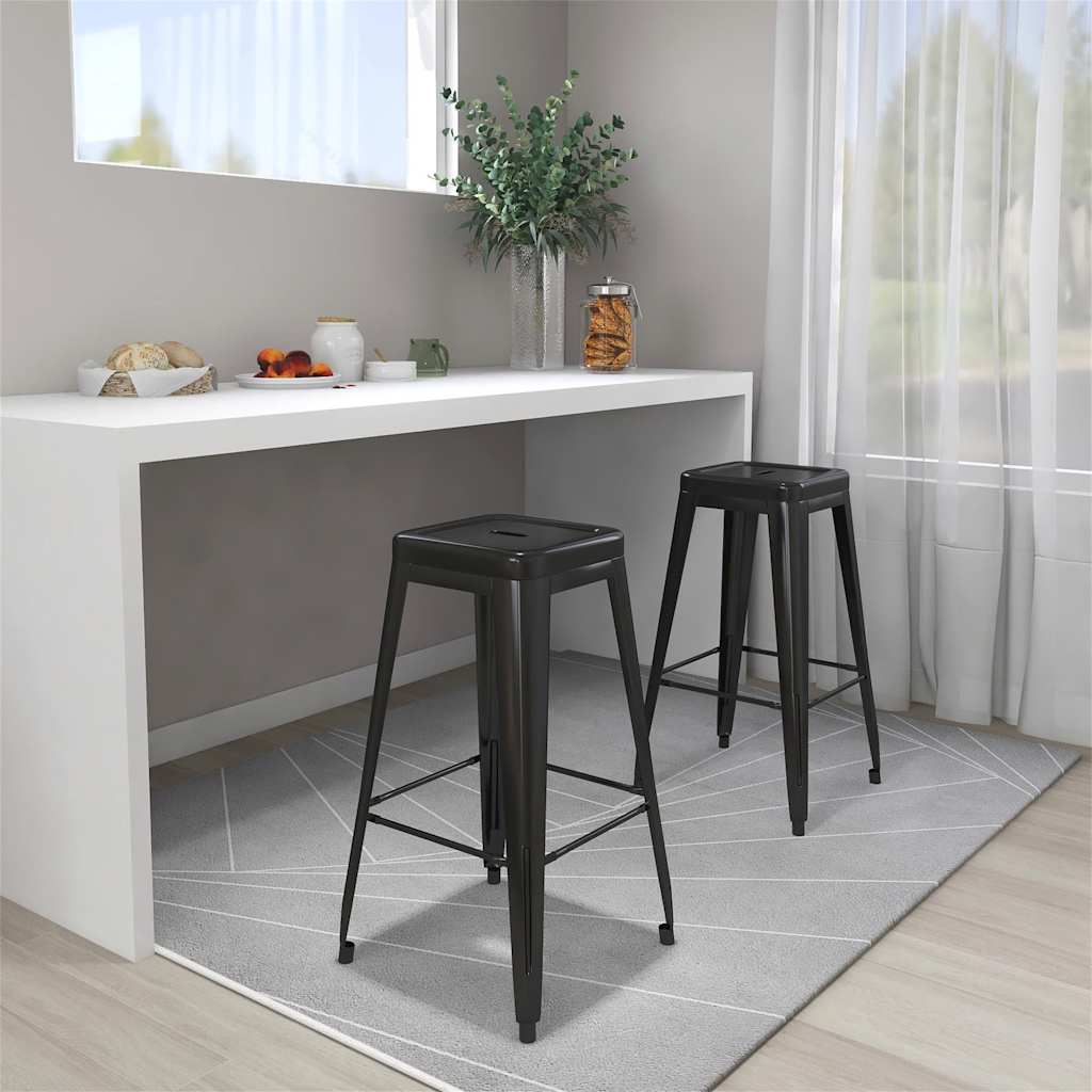 vidaXL Stackable Bar Stools 2 pcs Black Metal