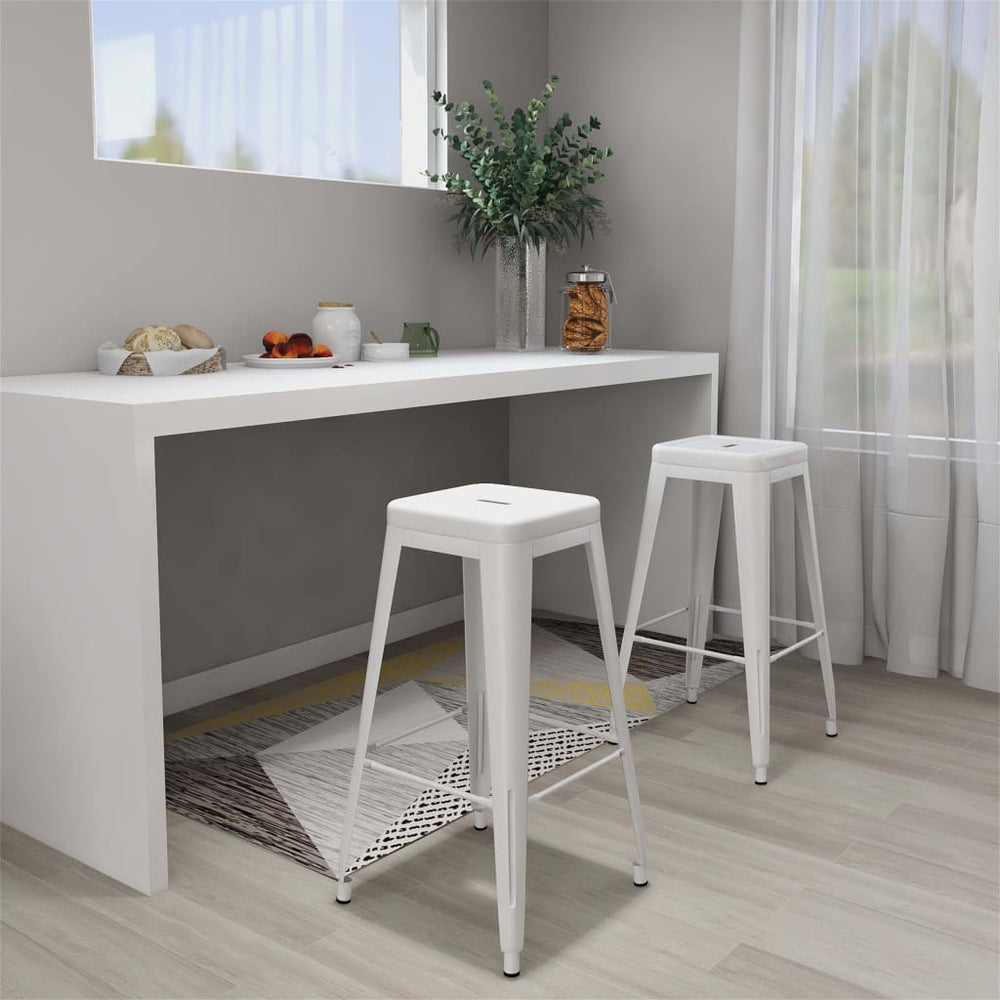 vidaXL Stackable Bar Stools 2 pcs White Metal