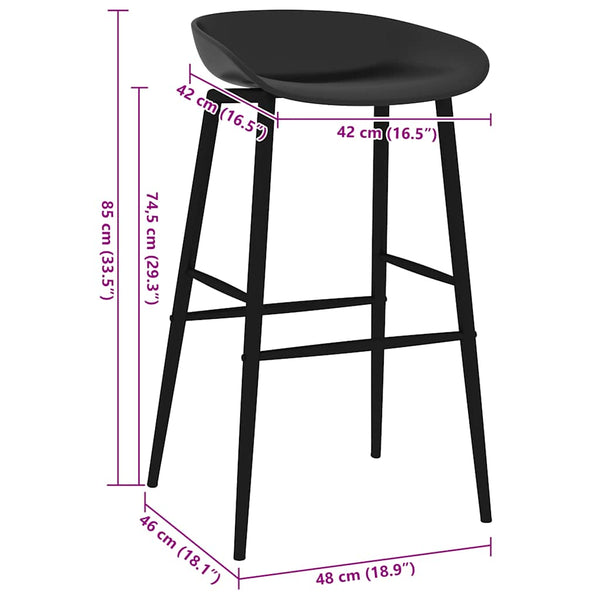 vidaXL Tabourets de bar 2 pcs Noir