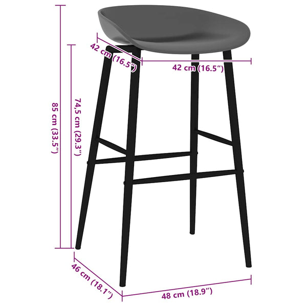vidaXL Tabourets de bar 2 pcs Gris