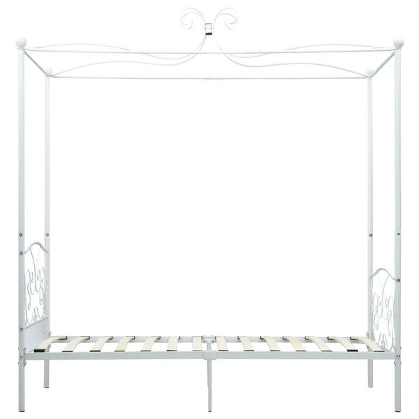 vidaXL Cadre de lit à baldaquin Blanc Métal 100 x 200 cm